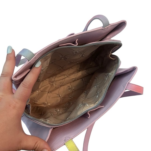 Betsey Johnson Lilac Double Handle Satchel XO Jaime W/Removable Pouch - Picture 7 of 10